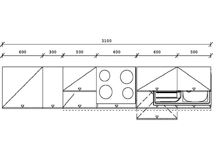 KÜCHENBLOCK   in Grau, Schwarz  - Schwarz/Grau, Basics, Holzwerkstoff (310cm) - Venda