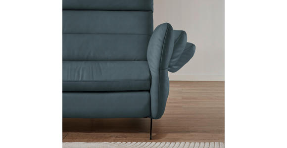 ECKSOFA in Echtleder Blaugrau 169/298 cm - Blaugrau/Schwarz, Design, Leder/Metall (169/298cm) - Dieter Knoll