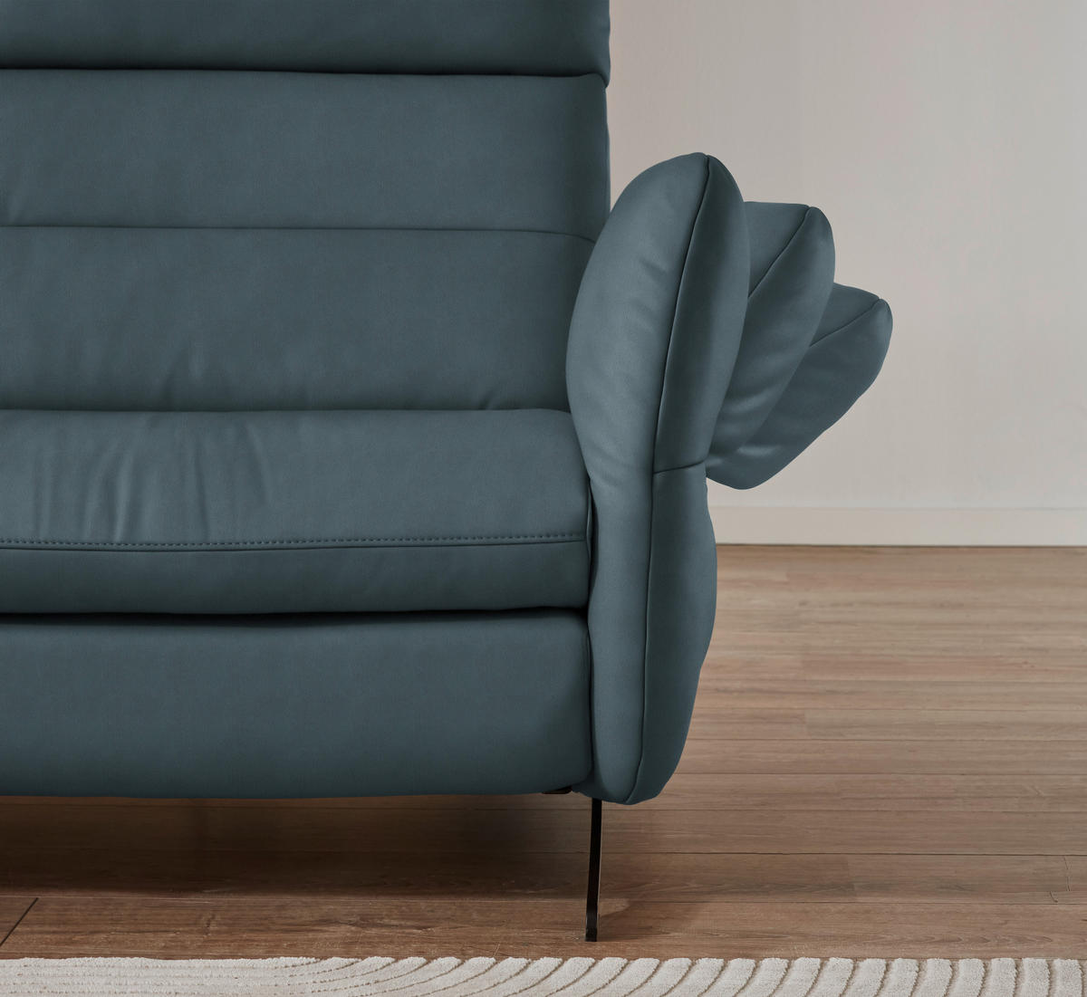ECKSOFA in Echtleder Blaugrau  - Blaugrau/Schwarz, Design, Leder/Metall (169/298cm) - Dieter Knoll