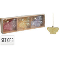 FÜGGŐDÍSZ - lila/sárga, Basics, üveg (7cm)