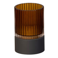 AKKU-TISCHLEUCHTE Ariva Pro 9,5/14,5 cm  - Cognac/Graubraun, Design, Glas/Metall (9,5/14,5cm)