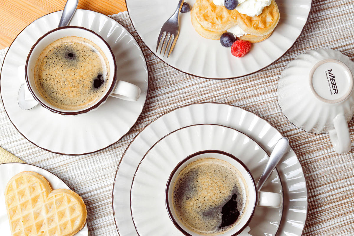 KAFFEESERVICE Hellbraun 18-teilig  - Hellbraun, Basics, Keramik - Mäser
