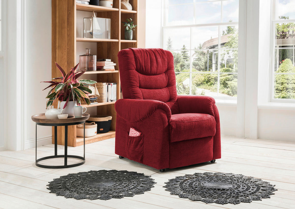 FERNSEHSESSEL in Struktur Rot  - Dunkelgrün/Rot, Design, Holz/Kunststoff (76/106/94cm) - Livetastic
