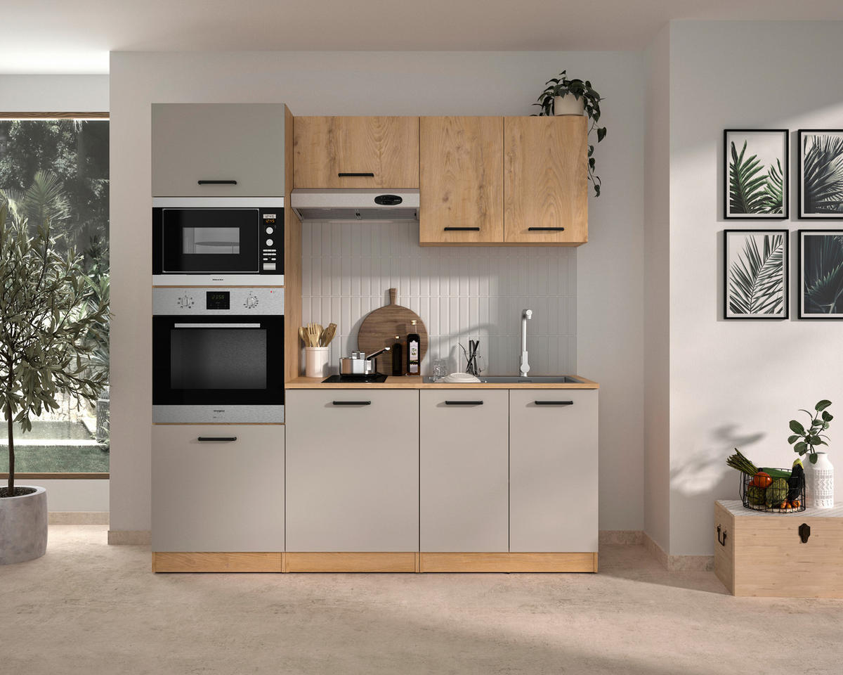 KÜCHENLEERBLOCK   in Beige, Beigebraun  - Beige/Beigebraun, Trend, Holzwerkstoff/Metall (200/211/60cm) - MID.YOU