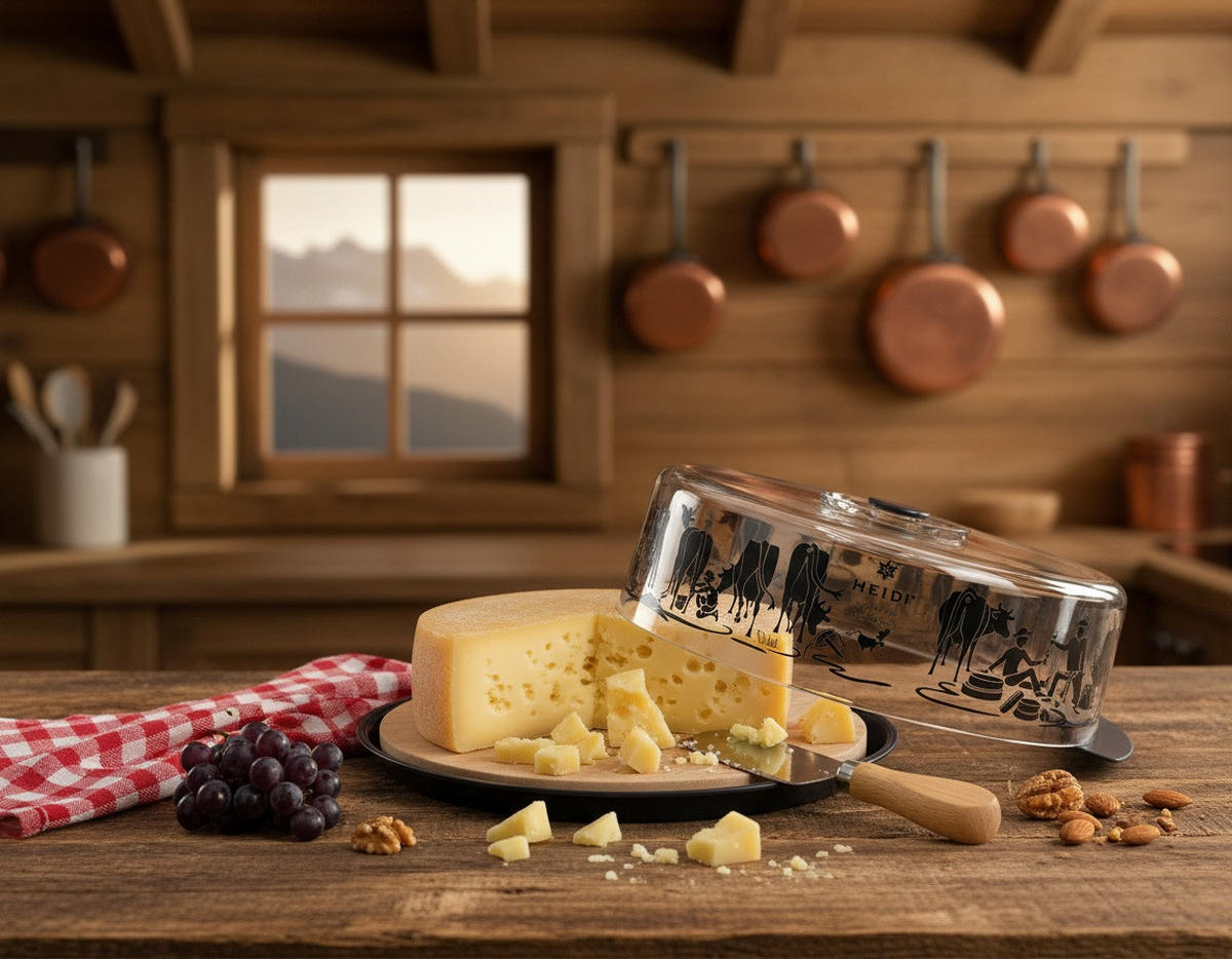 KÄSEGLOCKE 25/10 cm   - Transparent/Buchefarben, Basics, Holz/Kunststoff (25/10cm) - Heidi Cheese Line