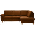 ECKSOFA in Flachgewebe Bernsteinfarben  - Eichefarben/Bernsteinfarben, Design, Holz/Textil (253/185cm) - Cantus