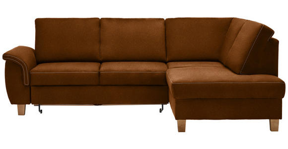 ECKSOFA in Flachgewebe Bernsteinfarben  - Eichefarben/Bernsteinfarben, Design, Holz/Textil (253/185cm) - Cantus