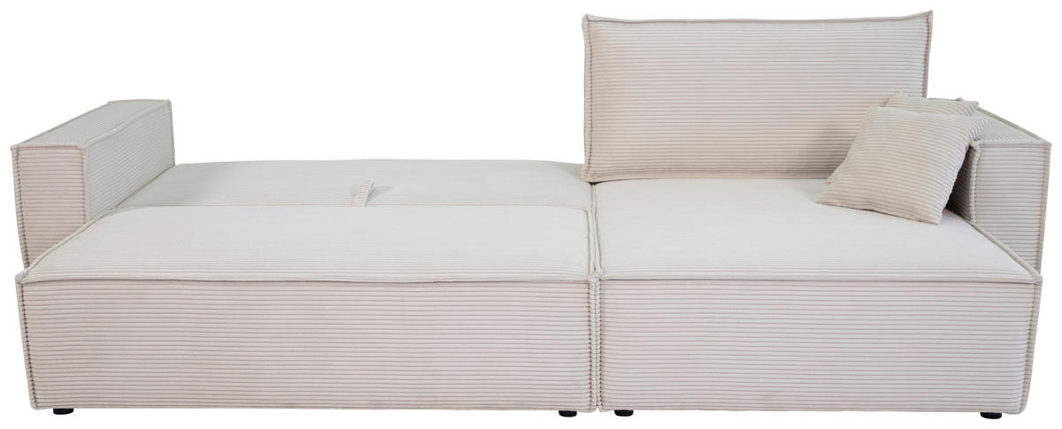 ECKSOFA inkl. Funktionen Creme Cord  - Creme/Schwarz, Design, Textil (267/141cm) - Xora
