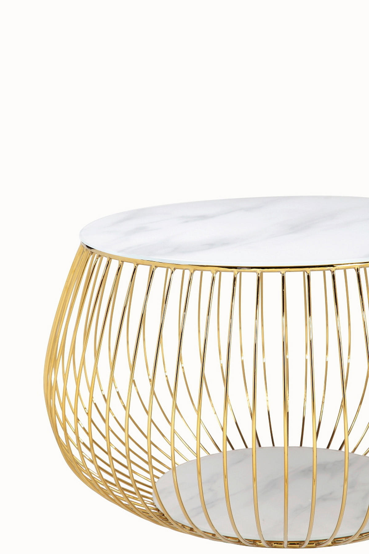 COUCHTISCH Kristallglas 72/72/42 cm rund Weiß, Goldfarben  - Goldfarben/Weiß, Design, Glas/Metall (72/72/42cm) - Livetastic