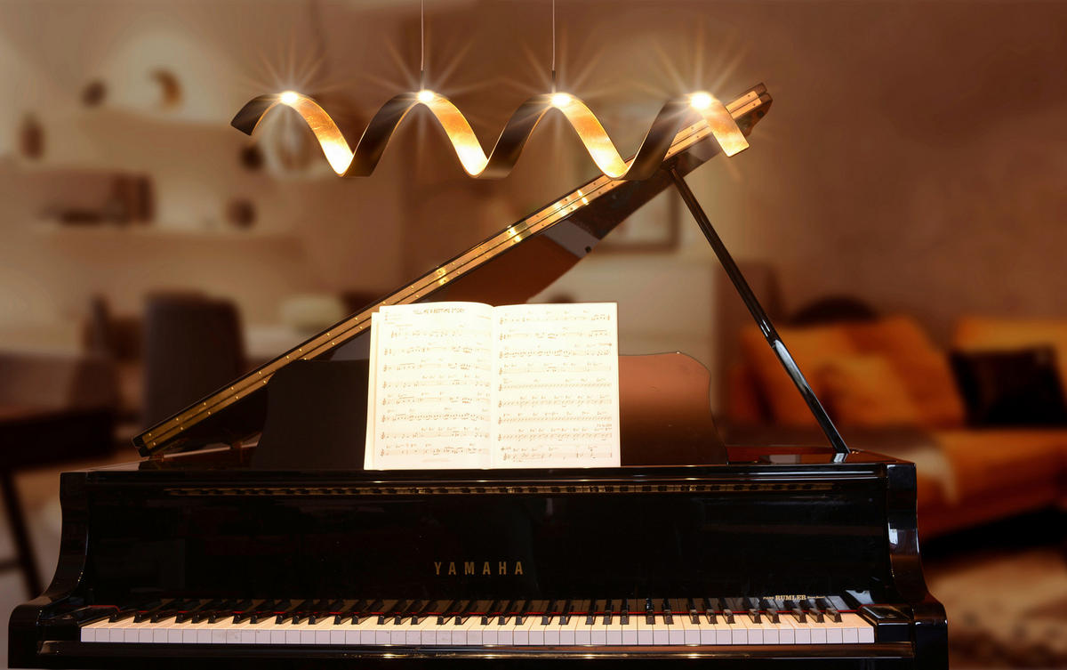 LED-HÄNGELEUCHTE 80/13,5/120 cm  - Goldfarben/Schwarz, Design, Metall (80/13,5/120cm)
