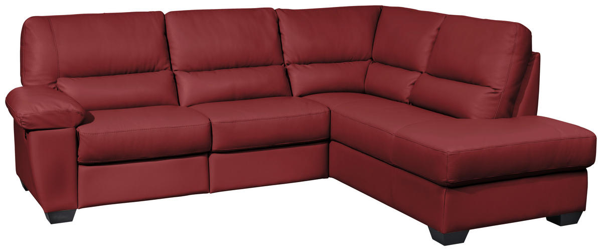 ECKSOFA in Kombination Echtleder/Lederlook Rot  - Rot, Konventionell, Leder/Kunststoff (248/201cm) - Livetastic