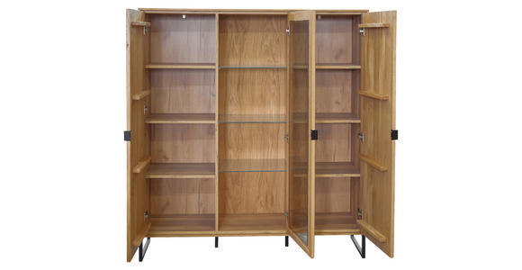 VITRINE  in furniert Eiche Eichefarben  - Eichefarben/Schwarz, Natur, Glas/Holz (137/151,2/40cm) - Carryhome