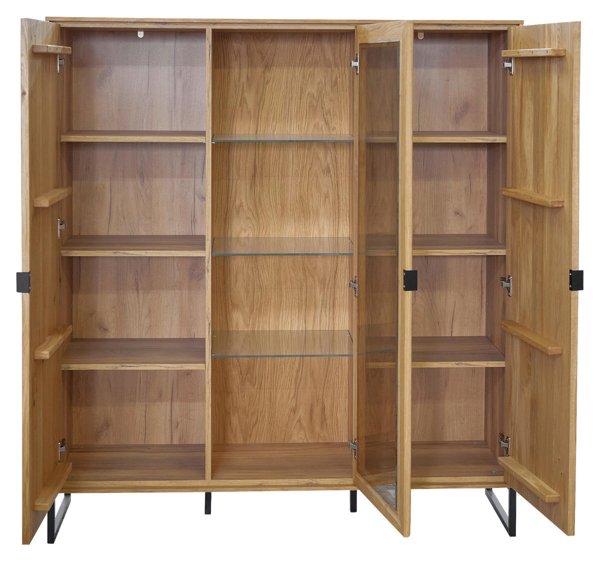 VITRINE  in furniert Eiche Eichefarben  - Eichefarben/Schwarz, Natur, Glas/Holz (137/151,2/40cm) - Carryhome