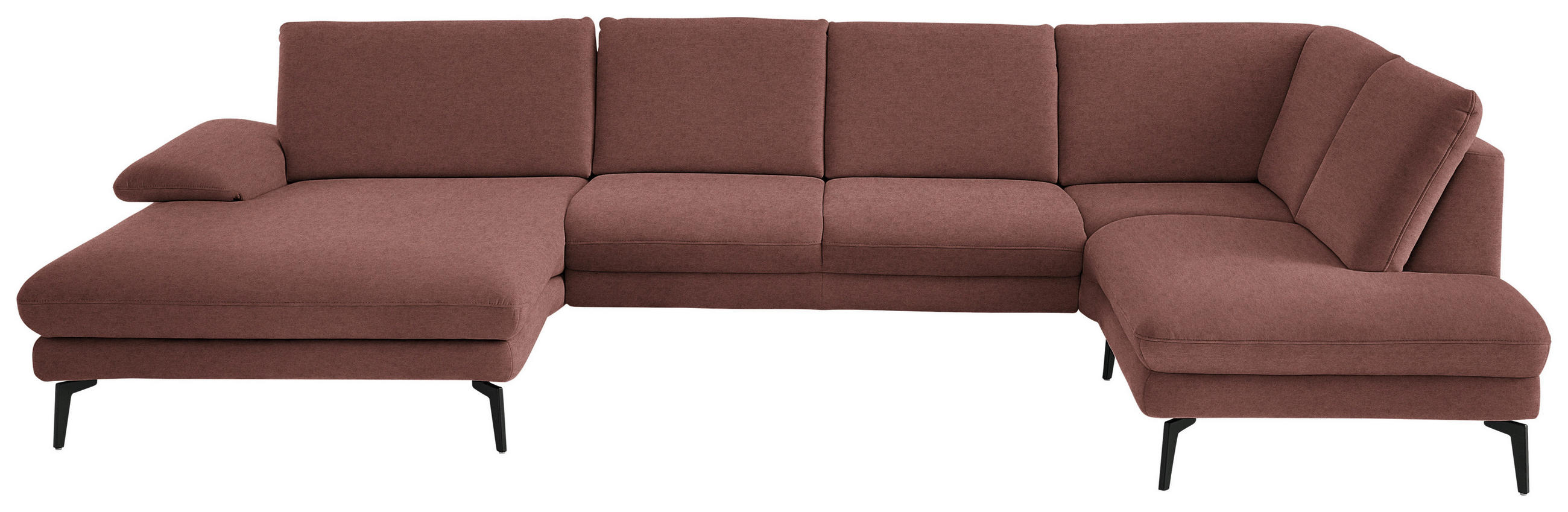 WOHNLANDSCHAFT Chenille, Flachgewebe Weinrot  - Weinrot/Schwarz, Design, Textil/Metall (180/344/208cm) - Dieter Knoll