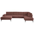WOHNLANDSCHAFT  in Chenille, Flachgewebe Weinrot  - Weinrot/Schwarz, Design, Textil/Metall (180/344/208cm) - Dieter Knoll