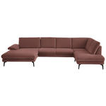 WOHNLANDSCHAFT  in Chenille, Flachgewebe Weinrot  - Weinrot/Schwarz, Design, Textil/Metall (180/344/208cm) - Dieter Knoll