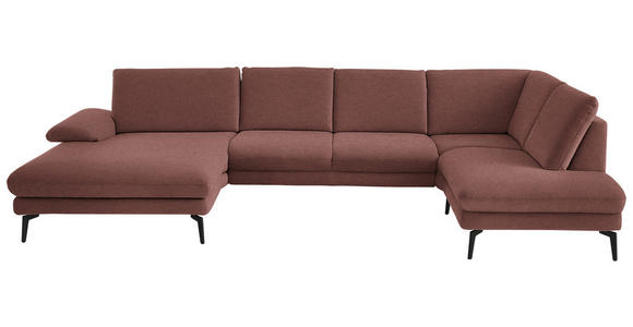 WOHNLANDSCHAFT  in Chenille, Flachgewebe Weinrot  - Weinrot/Schwarz, Design, Textil/Metall (180/344/208cm) - Dieter Knoll