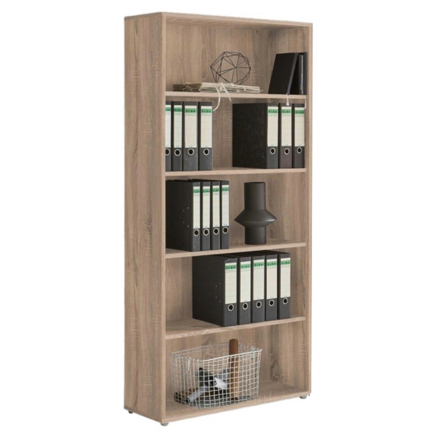 AKTENREGAL 84,4/185,6/33 cm  - Silberfarben/Sonoma Eiche, MODERN, Holzwerkstoff (84,4/185,6/33cm) - MID.YOU