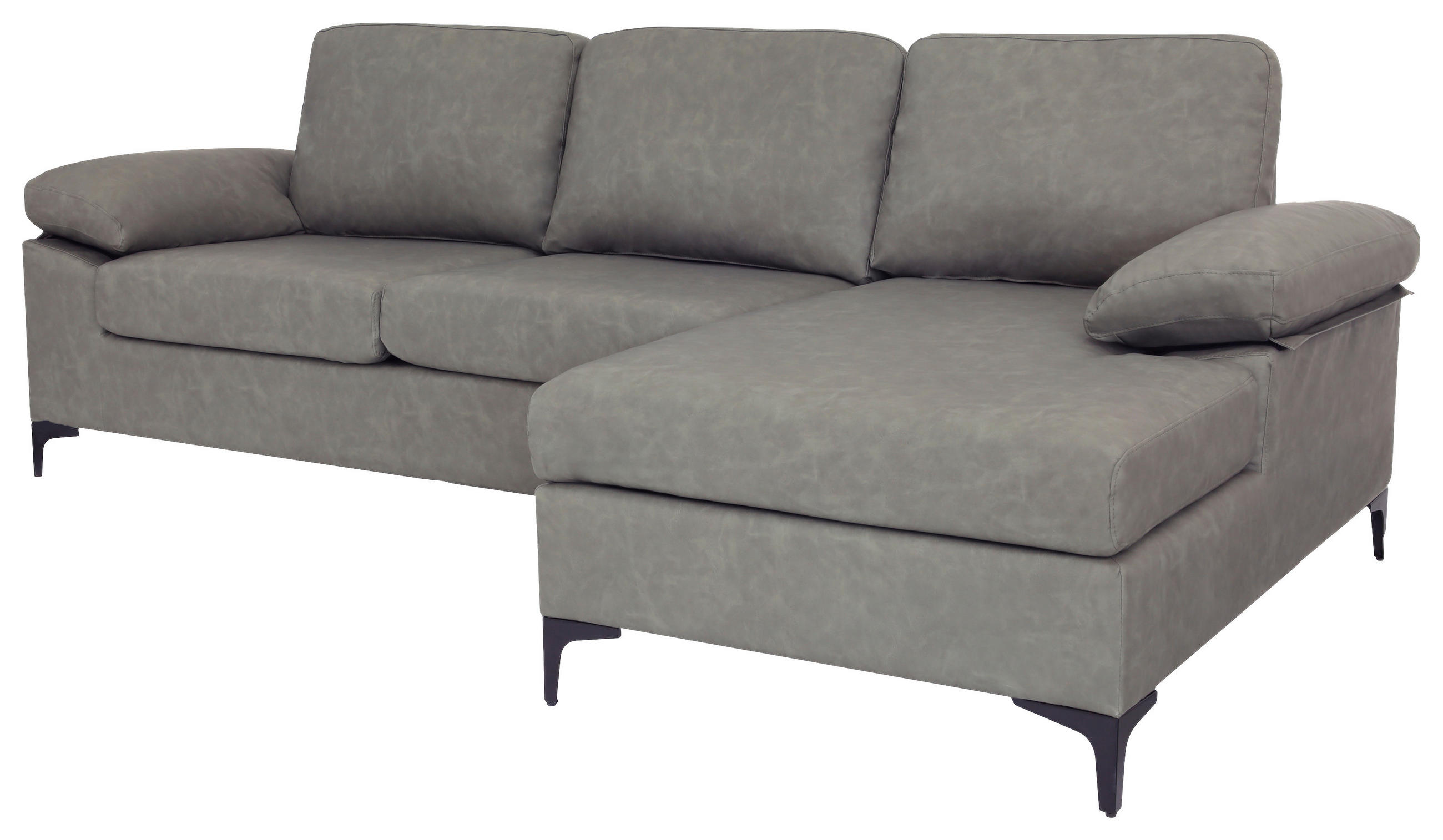 SAROKKANAPÉ textil szürke  - fekete/szürke, Konventionell, műanyag/textil (262/135cm) - MID.YOU