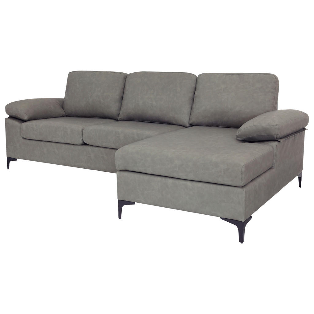 Thumbnail - Mid.you Ecksofa, Grau, Textil, 3-Sitzer, Füllung: Schaumstoff, Ottomane rechts, L-Form, 262x135 cm, Wohnzimmer, Sofas & ...