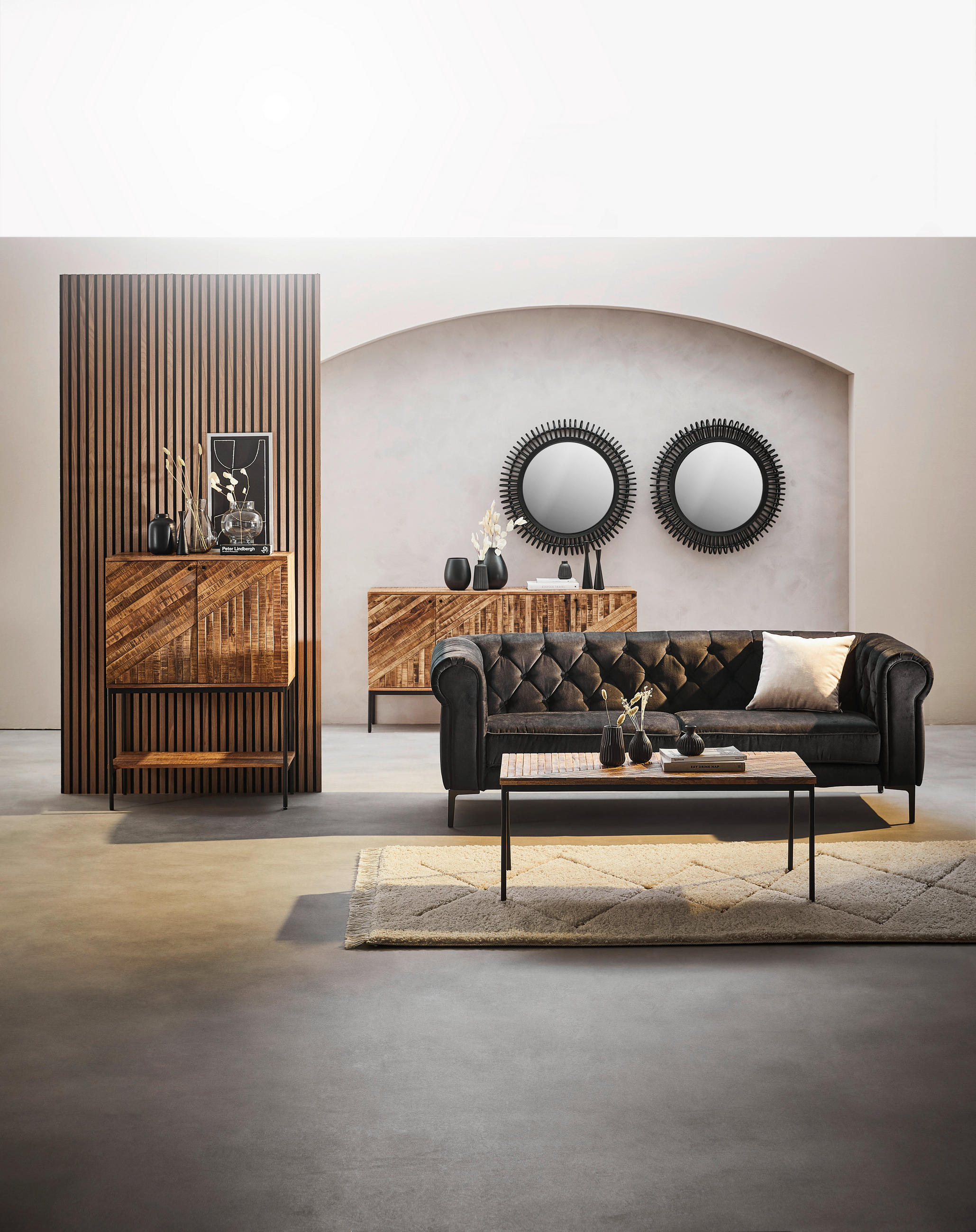 BARDISK svart, ljusbrun  80/111/40 cm  - ljusbrun/svart, Lifestyle, metall/trä (80/111/40cm) - Ambia Home