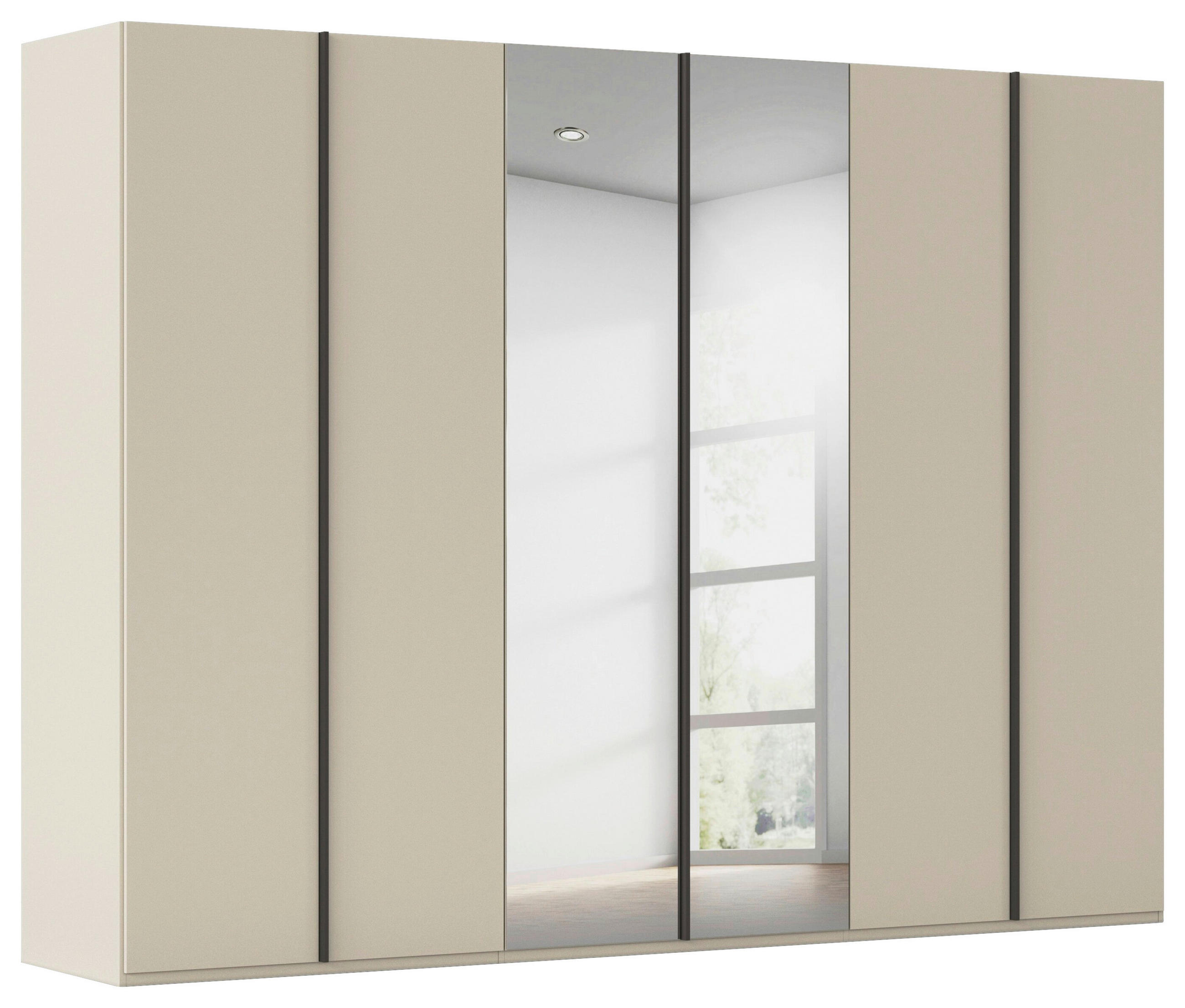 DREHTÜRENSCHRANK 301/235/61 cm,  in Champagner, 6-türig  - Champagner/Graphitfarben, Basics, Glas/Holzwerkstoff (301/235/61cm) - Novel
