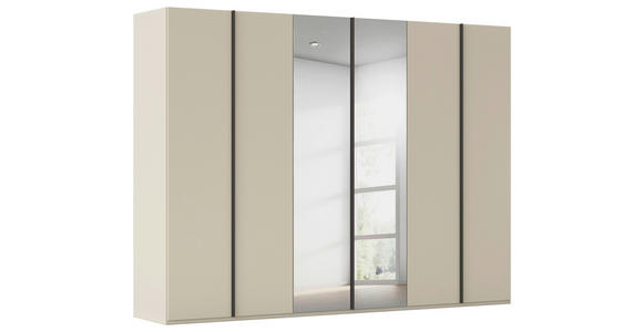 DREHTÜRENSCHRANK 301/223/61 cm,  in Champagner, 6-türig  - Champagner/Graphitfarben, Basics, Glas/Holzwerkstoff (301/223/61cm) - Novel