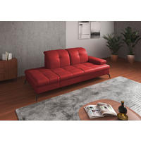RÉCAMIERE in Vliesstoff Kombination Echtleder/Stoff Rot  - Rot/Schwarz, Konventionell, Leder/Textil (231/90/122cm) - Sit & More