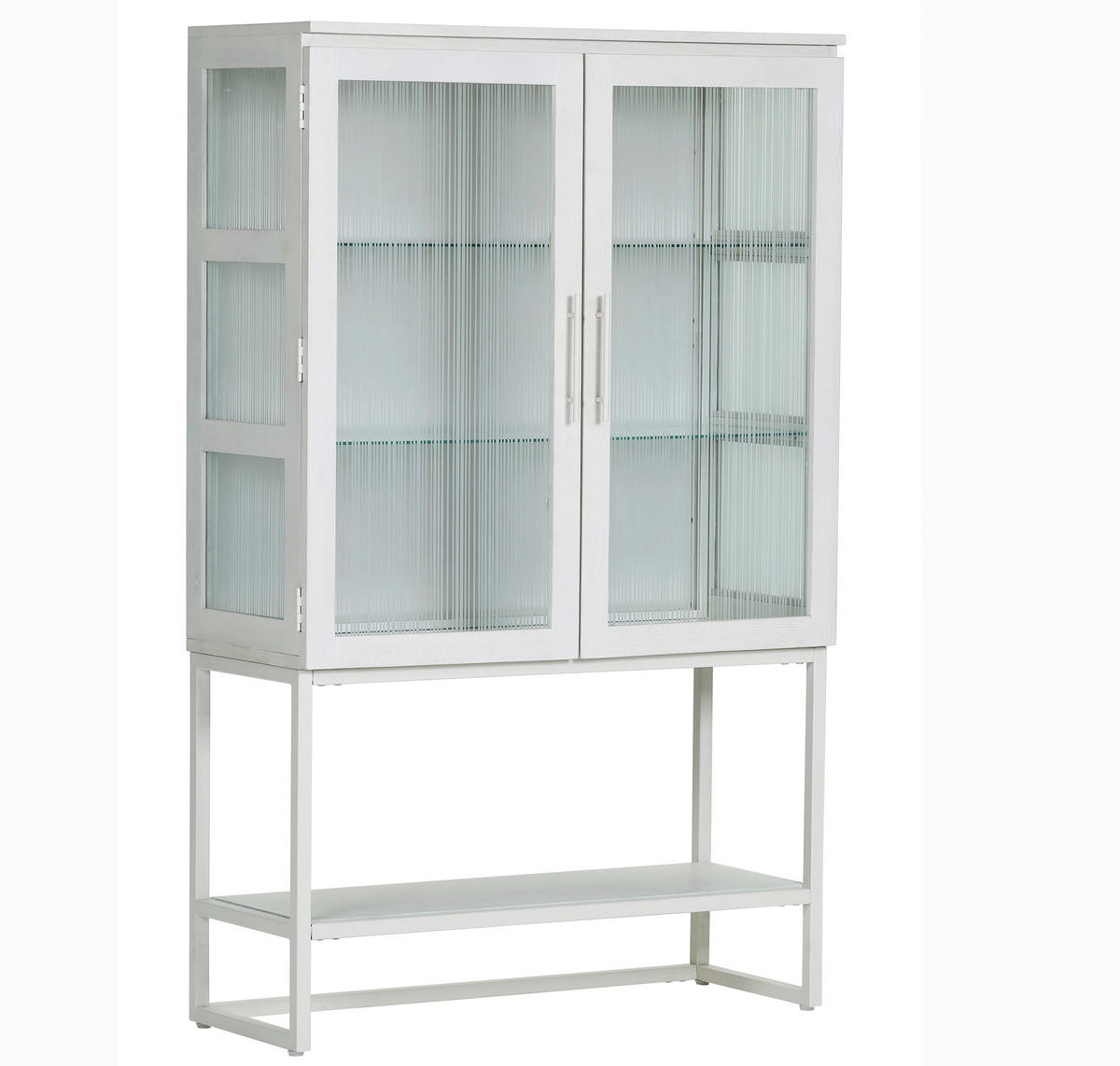 VITRINE  in furniert, massiv Esche Weiß  - Weiß, MODERN, Glas/Holz (100/160/43cm) - Lomoco