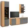 WOHNWAND  in Grau, Eichefarben  250/200/42 cm  - Eichefarben/Schwarz, Natur, Glas/Holz (250/200/42cm) - Linea Natura