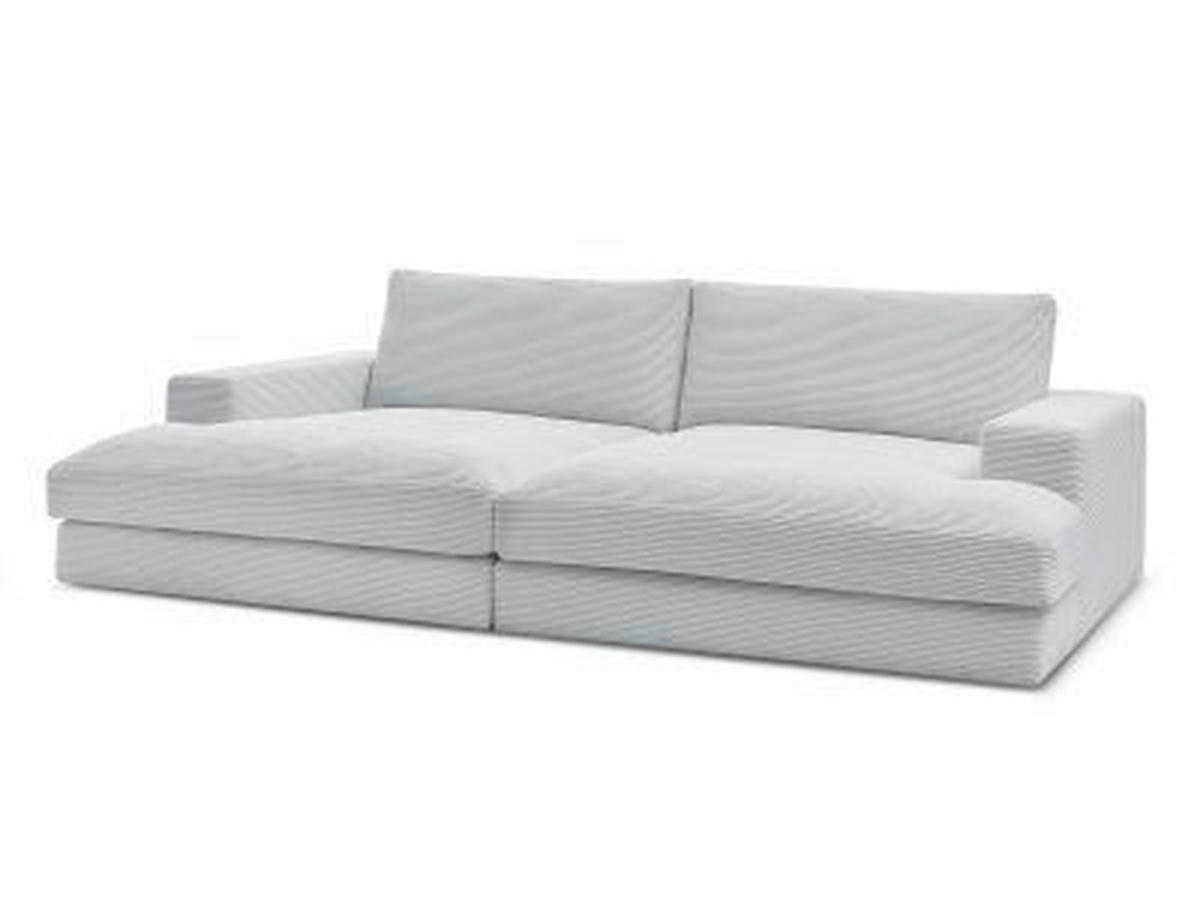 BIGSOFA LEONARD Cord Hellgrau  - Hellgrau/Schwarz, MODERN, Kunststoff/Textil (234/77/159cm)