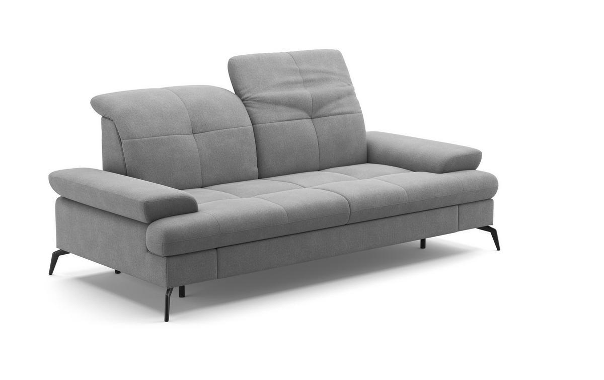 2,5-SITZER in Flachgewebe Grau  - Schwarz/Grau, Konventionell, Textil/Metall (202/90/122cm) - Sit & More