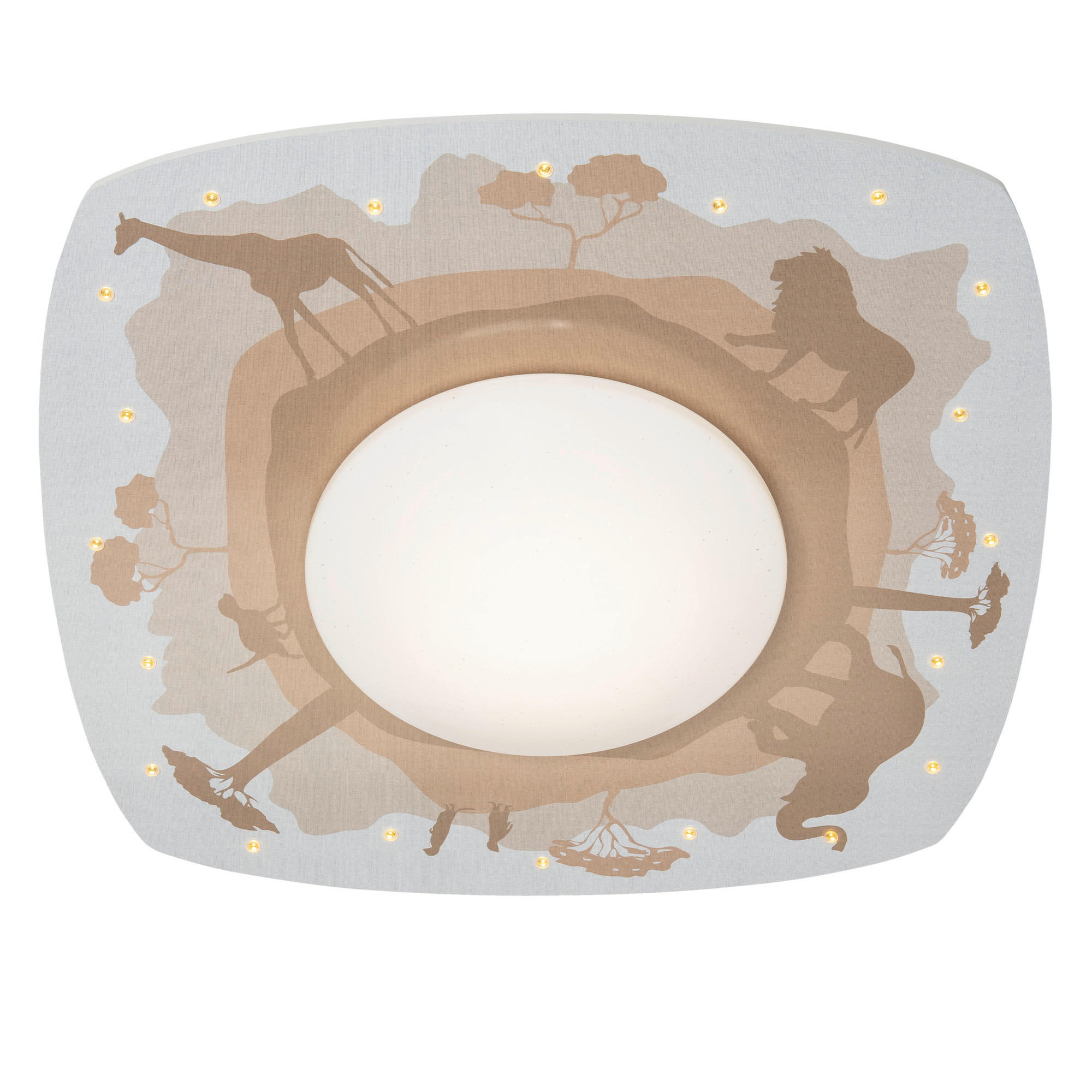 KINDERDECKENLEUCHTE Scandi Savanne 58/58/12 cm   - Orange, Basics, Holz (58/58/12cm)