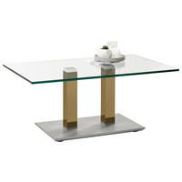 COUCHTISCH Klarglas 110/70/46-65 cm rechteckig Gelb, Edelstahlfarben  - Edelstahlfarben/Gelb, Design, Glas/Kunststoff (110/70/46-65cm)
