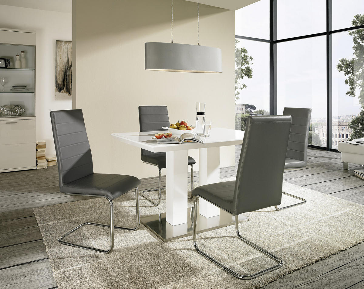 JÍDELNÍ STŮL, bílá, barvy nerez oceli, 120/80/76 cm - bílá/barvy nerez oceli, Design, kov/kompozitní dřevo (120/80/76cm) - Novel