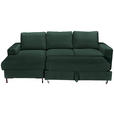 ECKSOFA Dunkelgrün Cord  - Dunkelgrün/Schwarz, KONVENTIONELL, Textil/Metall (150/240cm) - Carryhome