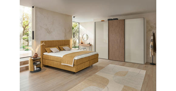 BOXSPRINGBETT 180/200 cm  in Bernsteinfarben  - Bernsteinfarben/Schwarz, KONVENTIONELL, Holz/Holzwerkstoff (180/200cm) - Dieter Knoll