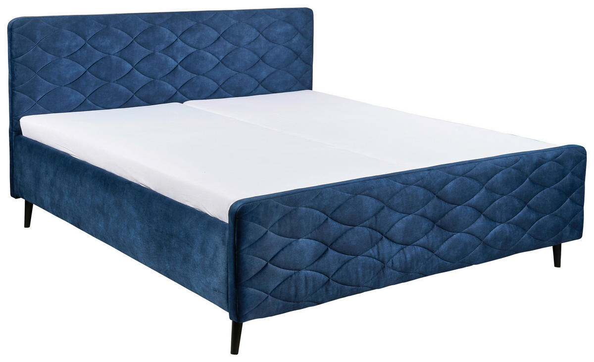 ČALÚNENÁ POSTEĽ, 180/200 cm, tmavomodrá - tmavomodrá, Basics, drevo/kompozitné drevo (180/200cm) - MID.YOU