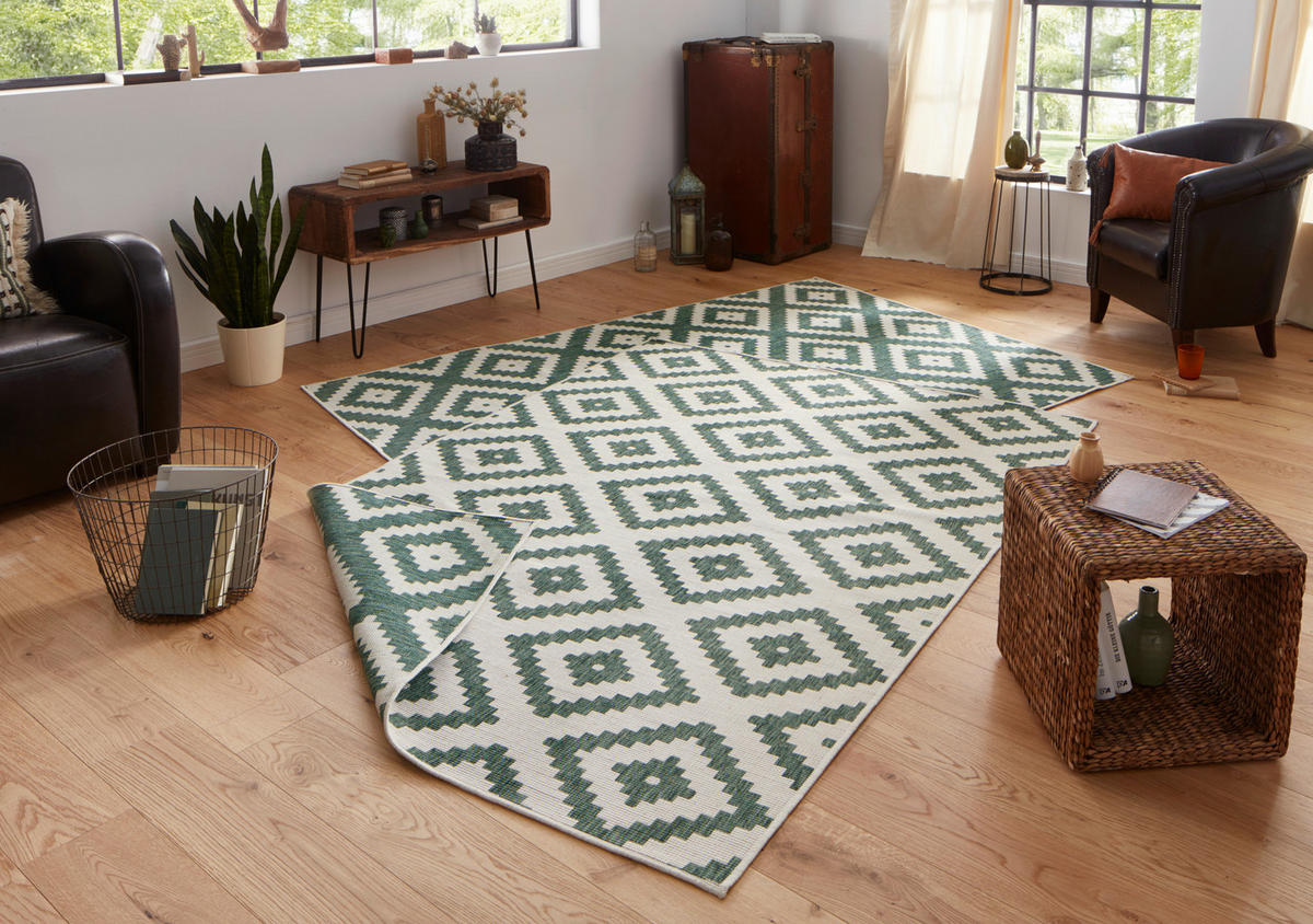 OUTDOORTEPPICH 80/150 cm Twin Creme, Grün  - Creme/Grün, Basics, Kunststoff (80/150cm) - Novel