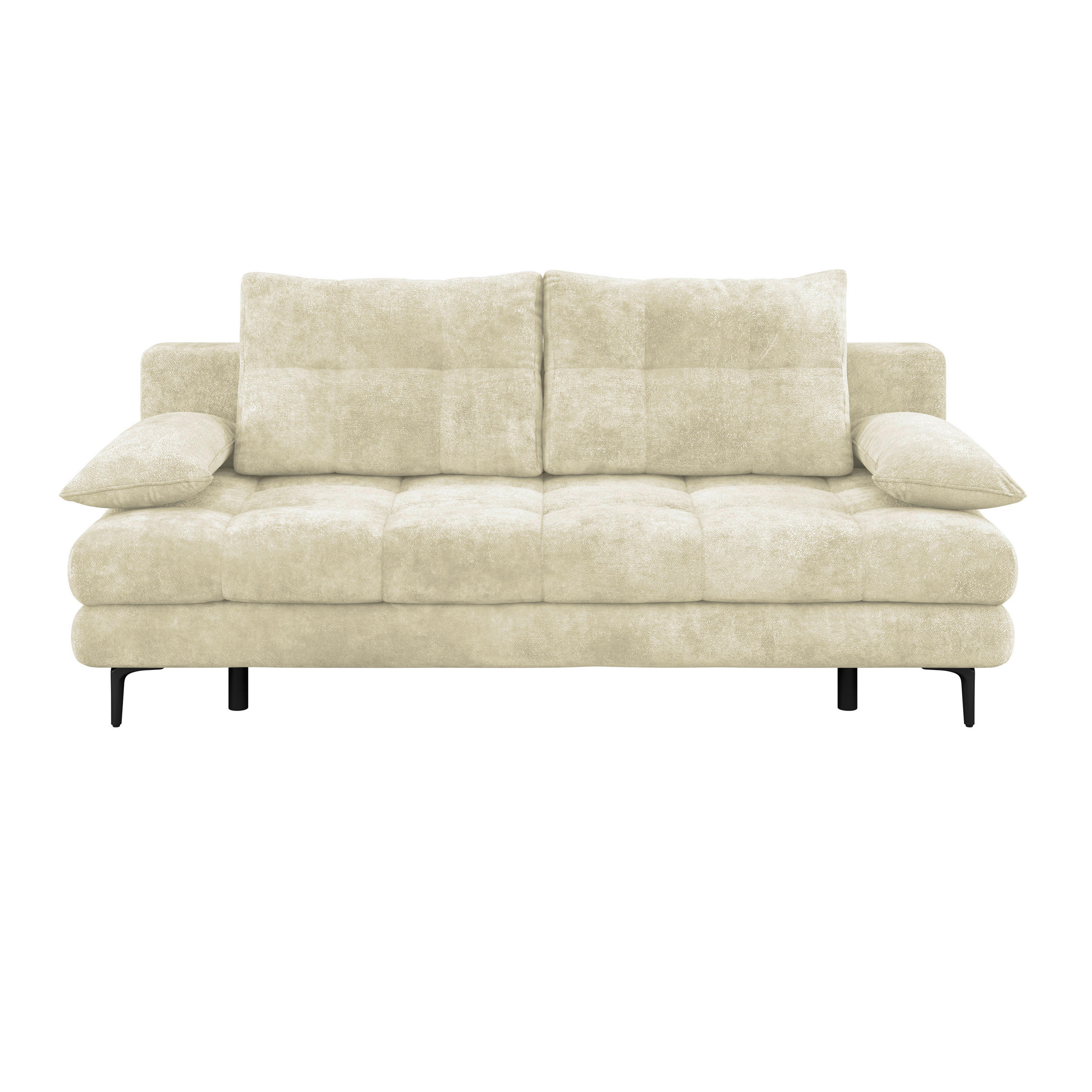 SCHLAFSOFA  mit Liegefunktion, Schlafen auf Sitzhöhe, Rücken echt Chenille Creme  - Creme/Schwarz, KONVENTIONELL, Textil/Metall (203/94/96cm) - Carryhome
