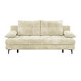 SCHLAFSOFA Chenille Creme Rückenkissen, Armlehnenkissen, Bettkasten, Schlaffunktion, Rücken echt  - Creme/Schwarz, KONVENTIONELL, Textil/Metall (203/94/96cm) - Carryhome
