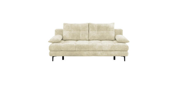 SCHLAFSOFA Chenille Creme Rückenkissen, Armlehnenkissen, Bettkasten, Schlaffunktion, Rücken echt  - Creme/Schwarz, KONVENTIONELL, Textil/Metall (203/94/96cm) - Carryhome