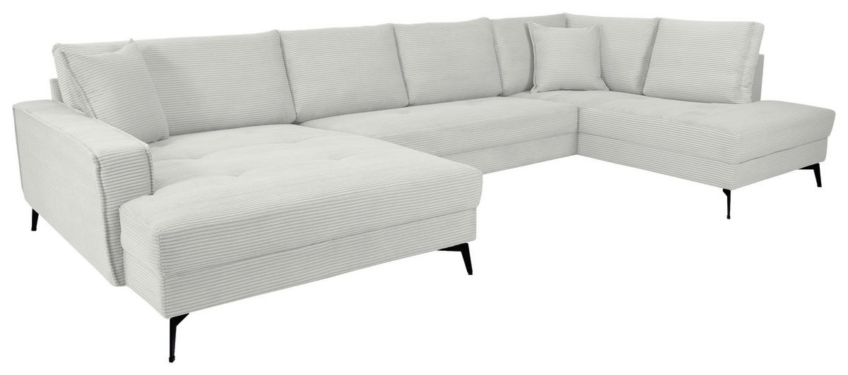 WOHNLANDSCHAFT ZERO Creme, Weiß Cord  - Creme/Schwarz, Trend, Textil/Metall (173/362/195cm) - Livetastic