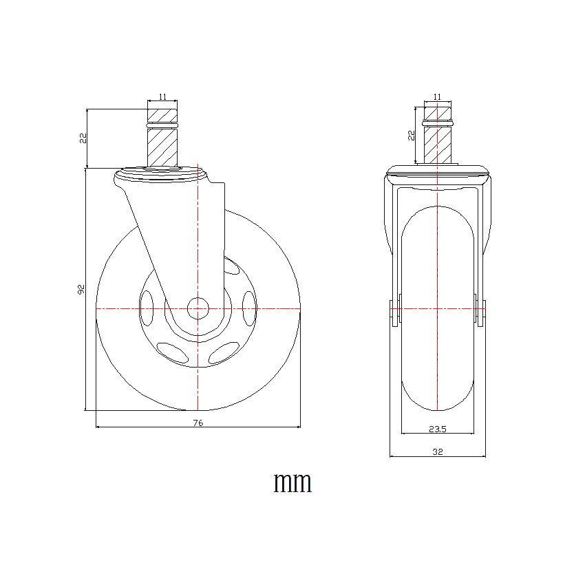 HJUL TILL SNURRSTOL  - svart/transparent, Basics, metall/plast (3,6/9,2/7,6cm) - MID.YOU