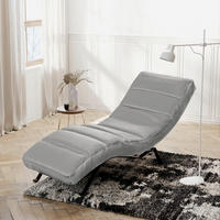 RELAXLIEGE Samt Grau  - Schwarz/Grau, Design, Textil/Metall (65/65-95/171cm) - Livetastic