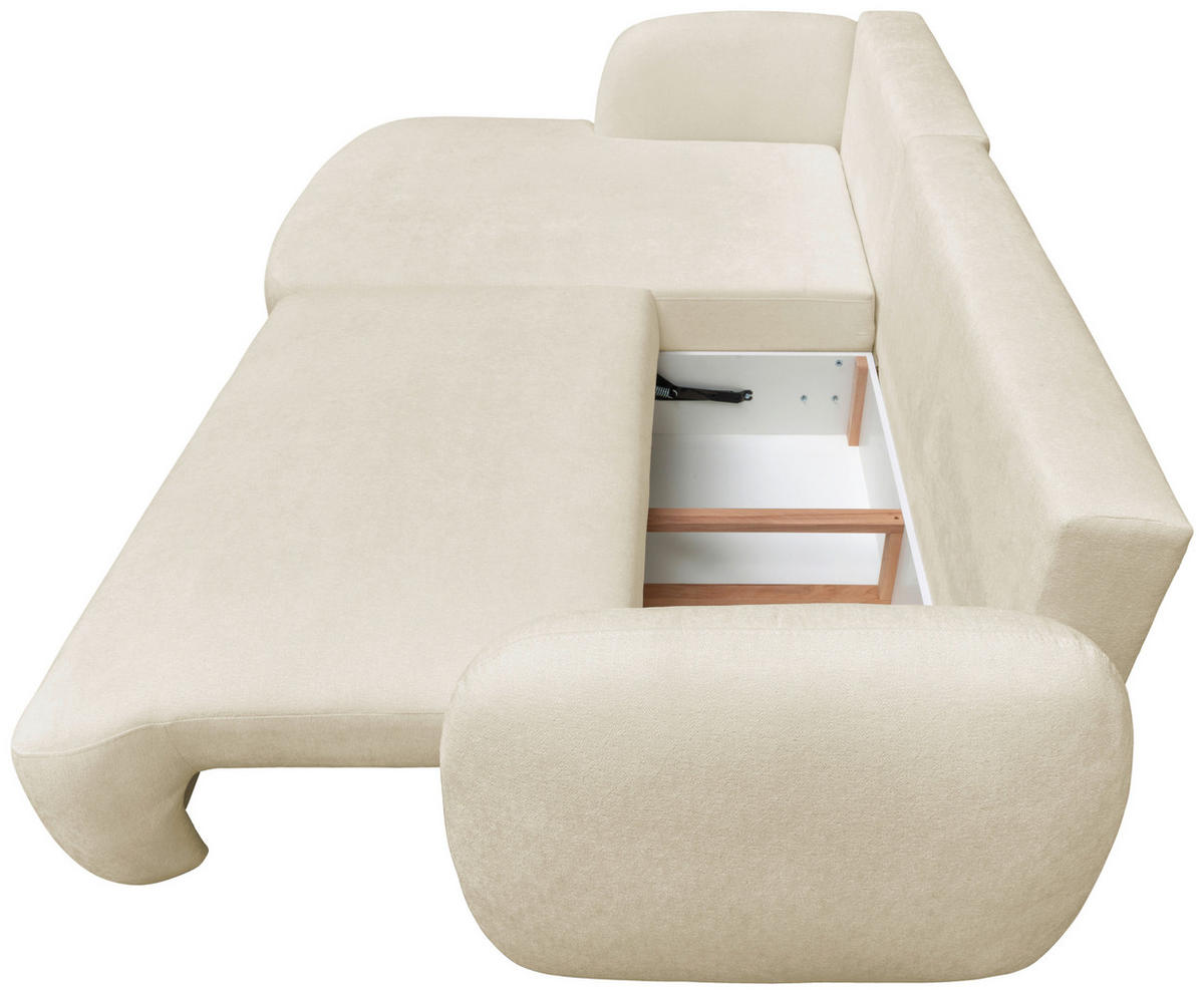 ECKSOFA VELU Creme Chenille  - Creme/Schwarz, Design, Textil (175/270cm) - MID.YOU