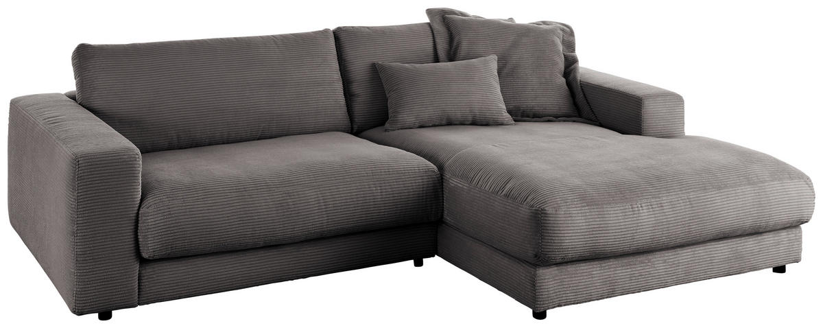 ECKSOFA in Cord Dunkelgrau  - Dunkelgrau/Schwarz, Design, Kunststoff/Textil (270/190cm) - Lomoco