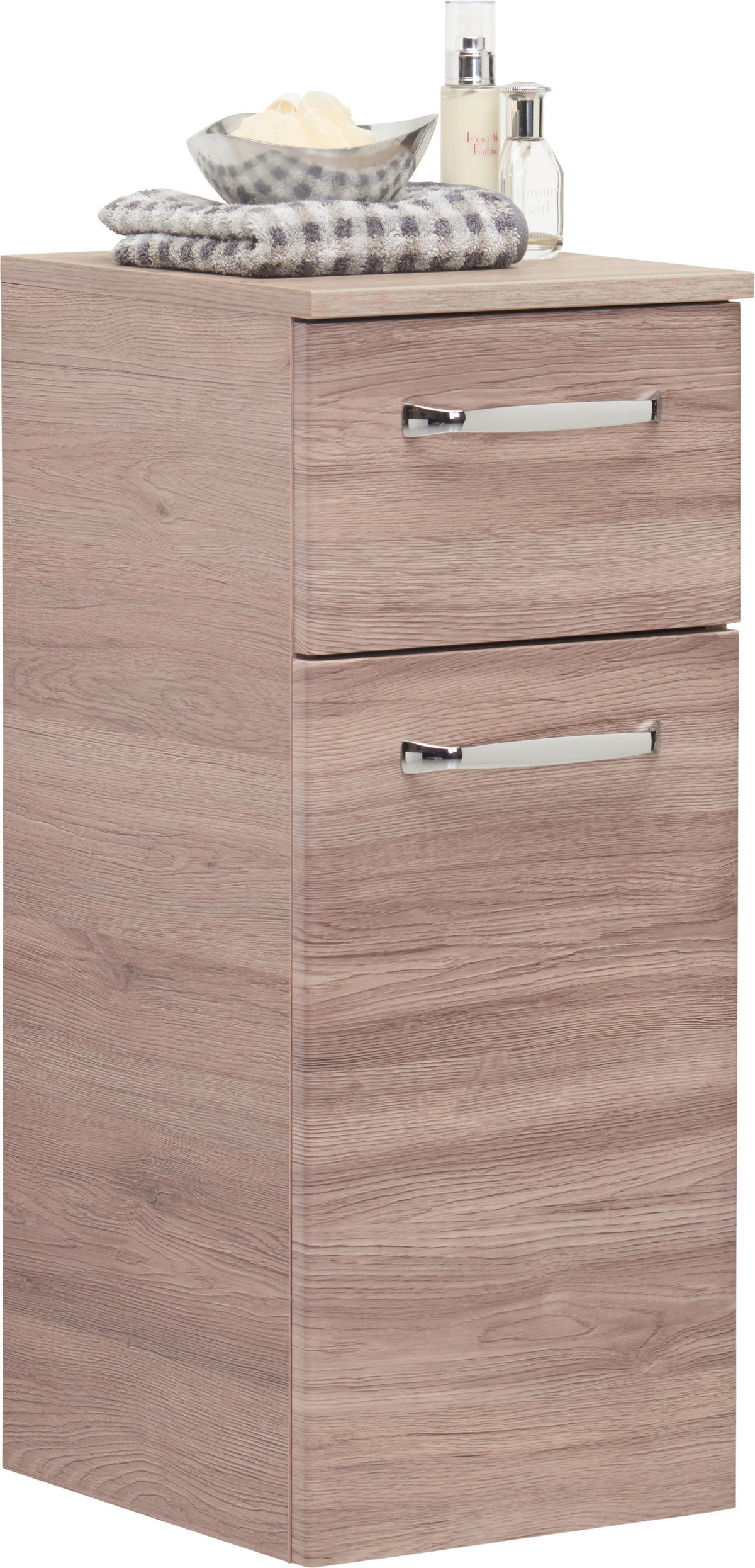 UNTERSCHRANK in   - Chromfarben/Eichefarben, Design, Glas/Holzwerkstoff (30/72/33cm) - Xora