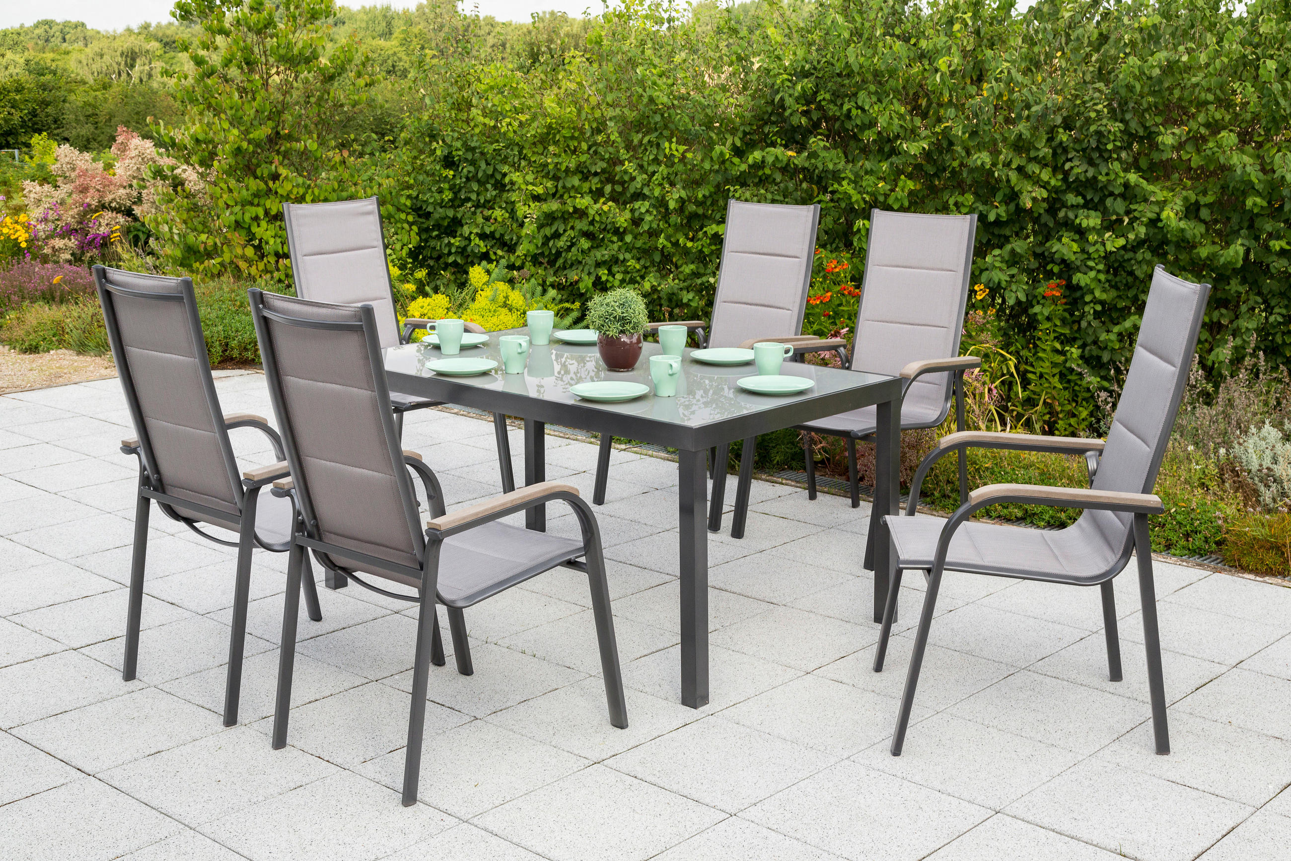 GARTENSET Aluminium  - Graphitfarben/Braun, MODERN, Textil/Metall - Gardenson