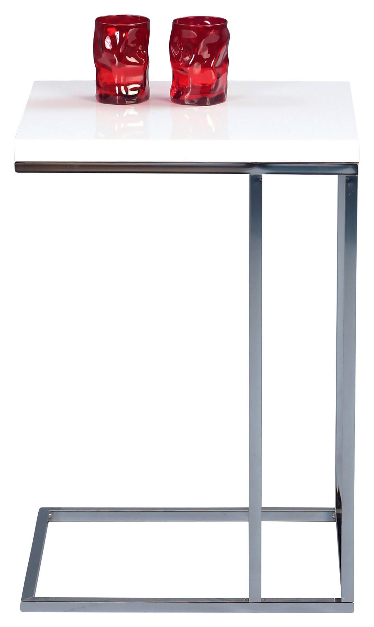 BEISTELLTISCH 43/38/62,5 cm Weiß, Chromfarben rechteckig  - Chromfarben/Weiß, Design, Metall (43/38/62,5cm)
